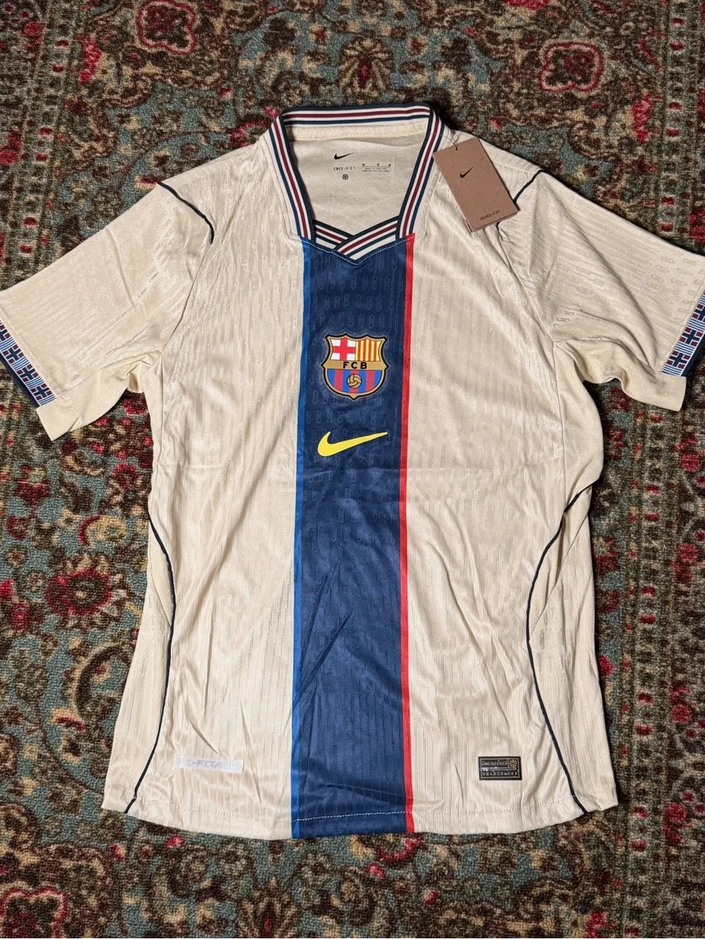 Nike Cream, Navy & Red FC Barcelona Soccer Jersey